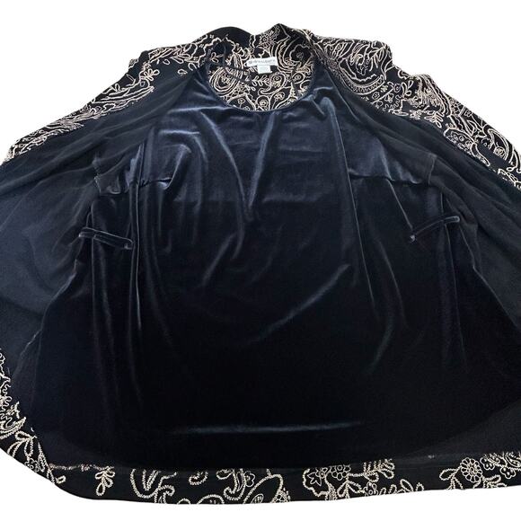 Dressbarn Event Jacket Women 16W Shimmer Gold Glitter Black Velour Mock Tank Top - Picture 9 of 12